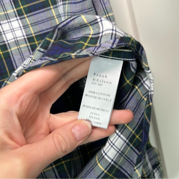 Frank & Eileen Eileen Relaxed Button-Up Shirt Blue/Green Plaid Size XXS - Picture 6 of 8